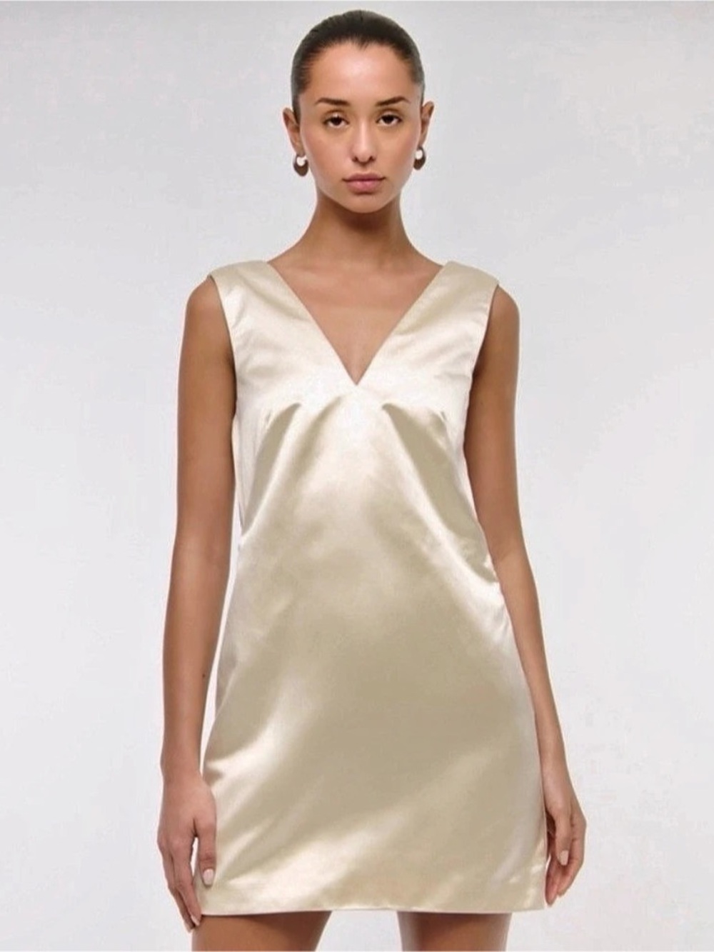 Abercrombie & Fitch Bow Back Satin Mini Dress in Cream Like New